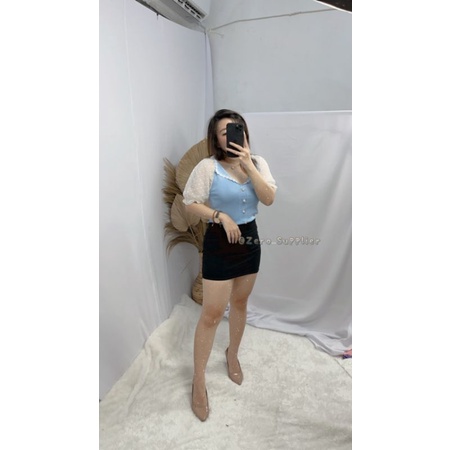 Zero~ 85008 Villy Knit Top//Atasan Kemeja & Blouse Wanita//Fashion Import-Blue