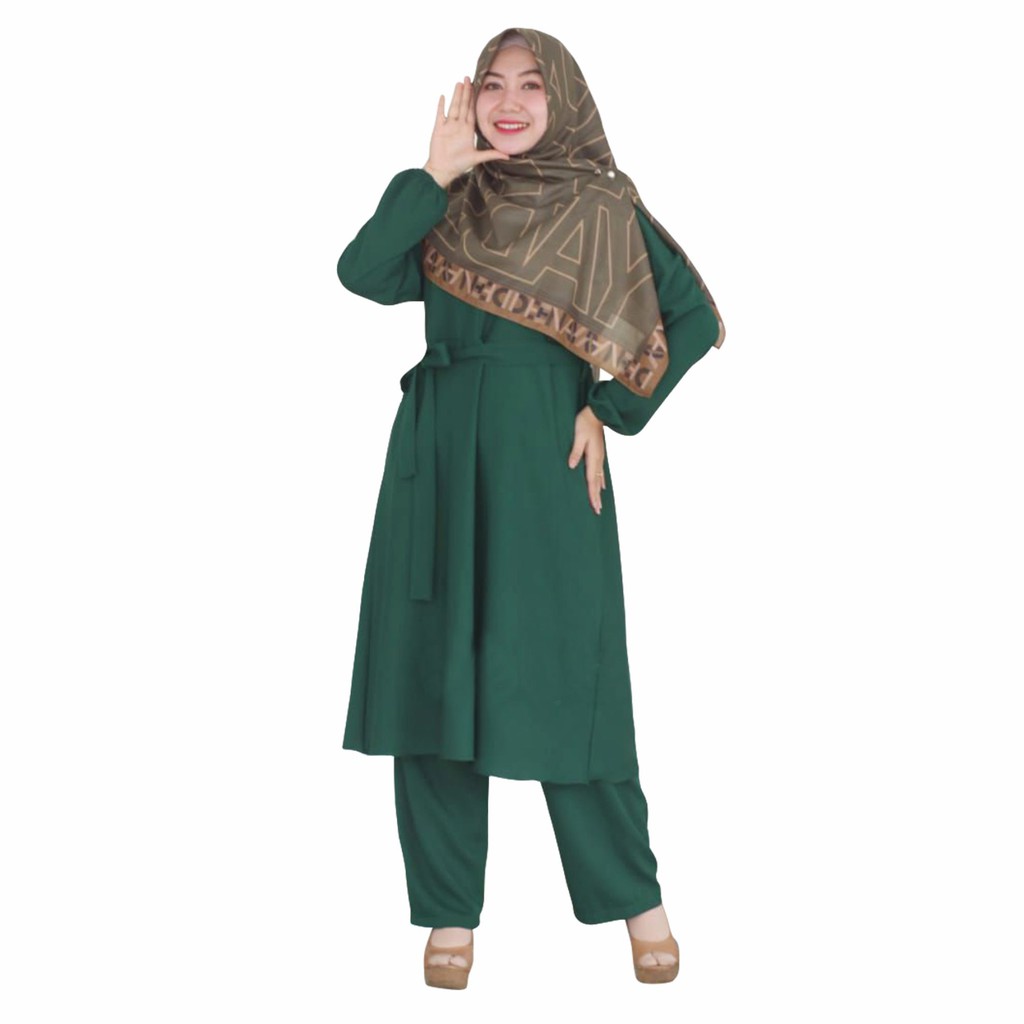 GROSIR HIJABKU ONE SET ITY CREPE MODEL MODEL SETELAN TUNIK TERMURAH (SETELAN TUNIK)