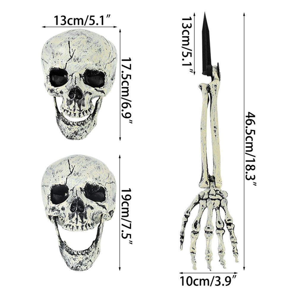 Solighter Skull Skeleton Head High Quality Rumah Hantu Ornamen Rumah Tanah Dimasukkan Tumpuk