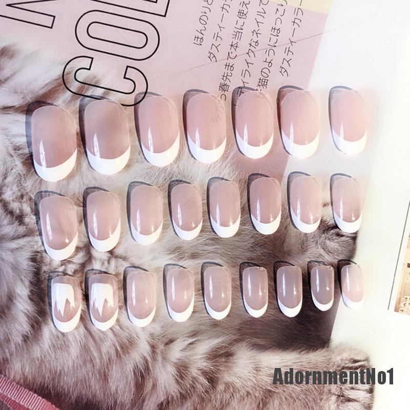 (Adornmentno1) 24pcs Kuku Palsu 3d Full Cover Untuk Pengantin Wanita