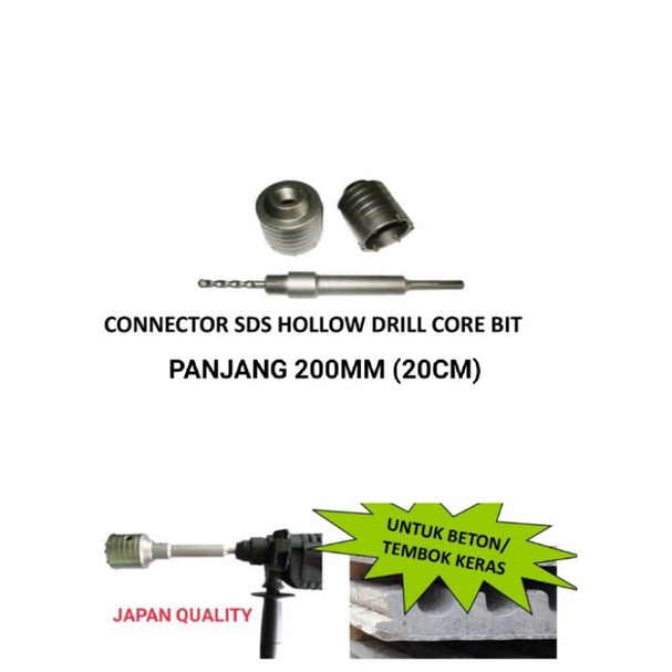 CONNECTOR SDS HOLLOW DRILL / SAMBUNGAN MATA BOR BETON SDS  8 X 22X 200MM KENTARO JAPAN QUALITY