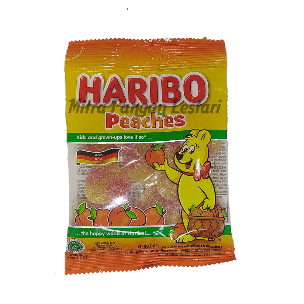 

Permen Jelly Haribo Peaches 80 g / Kembang Gula Lunak Jeli Rasa Persik