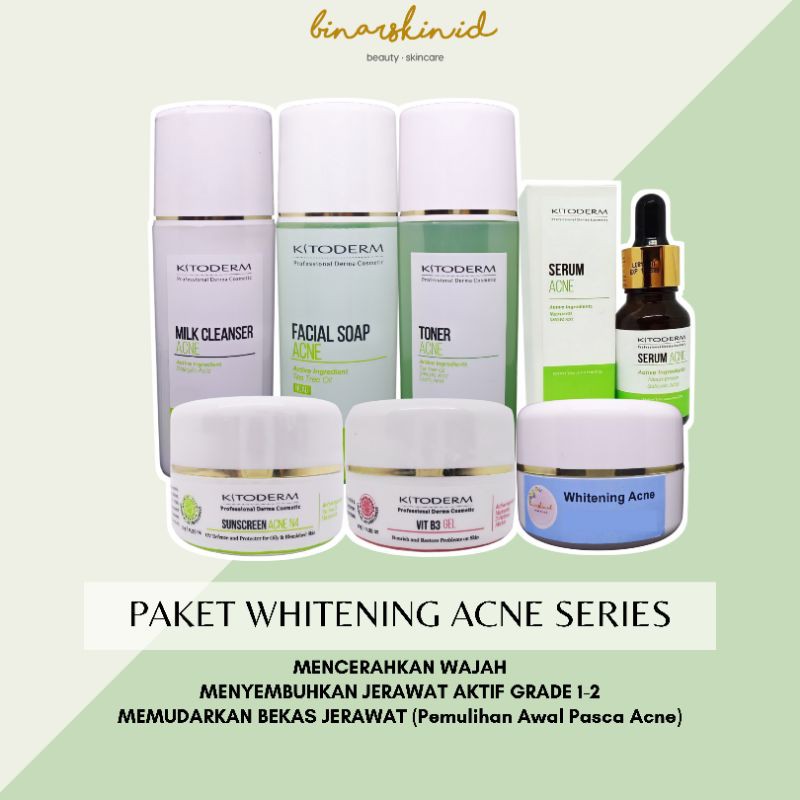 ❤ BINARSKIN ❤ WHITENING ACNE SERIES Paket Skincare Mencerahkan Wajah Kitoderm