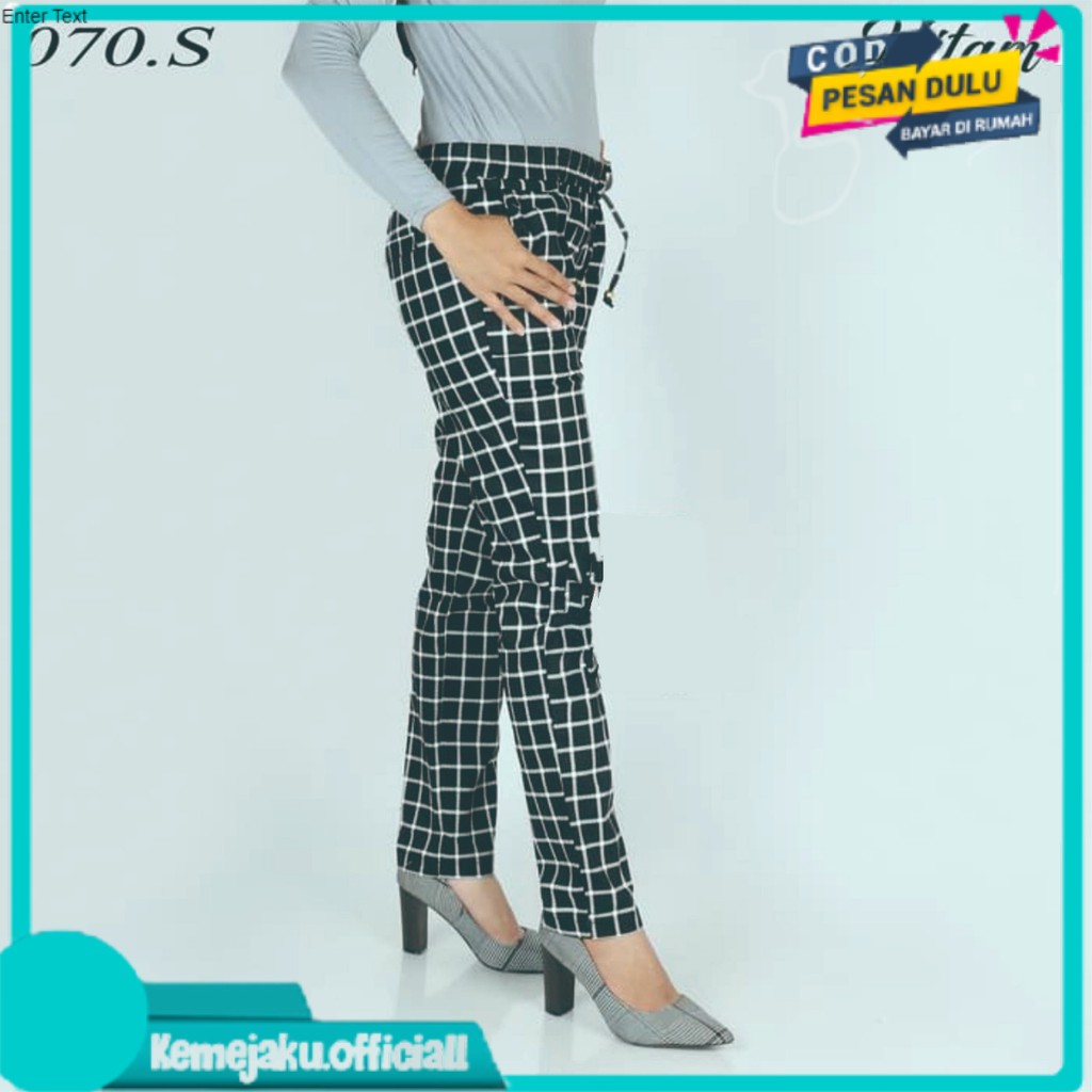 KO Celana joger square kotak harem basic wanita -