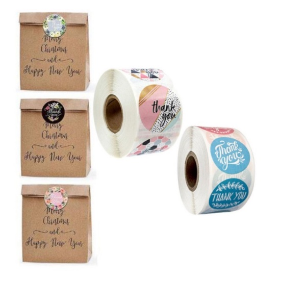 500 PCS (1 ROLL) Stiker Label Thank You /STICKER LABEL THANKYOU / STICKER SEGEL / STICKER LABEL PACKING / STICKER THANKYOU / STICKER BOX KUE / STICKER THANKYOU