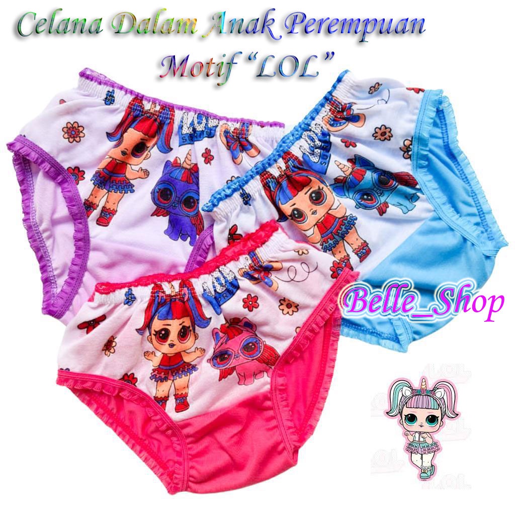 12 PCS - Celana Dalam Anak Perempuan Motif Karakter LOL Cd Lucu