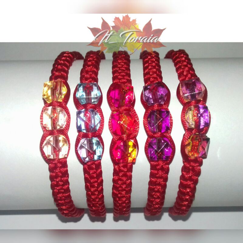 gelang tali | gelang macrame | gelang satin 1mm variasi merah