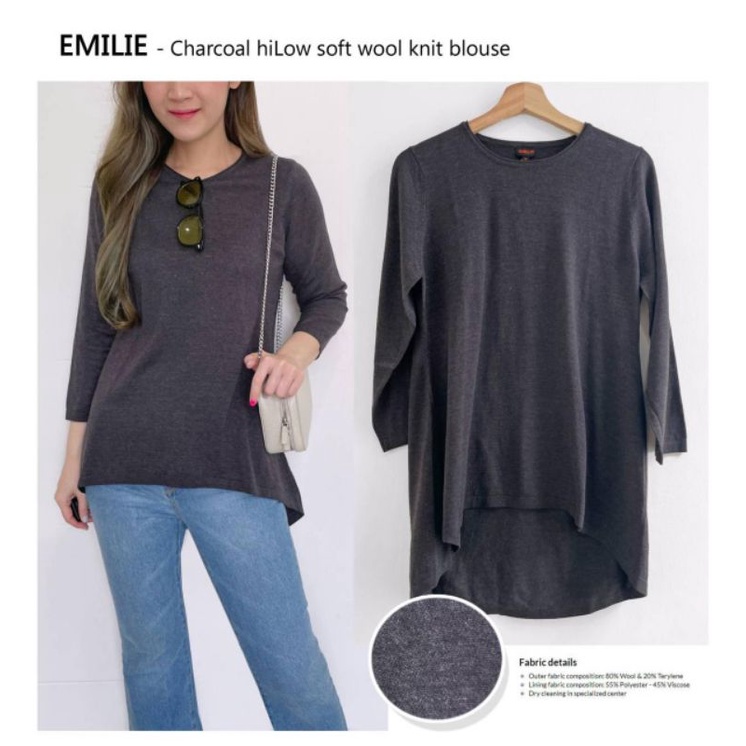 Ameli* darkgrey longsleeve blouse