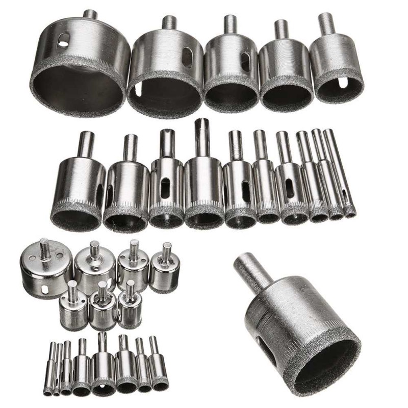 Mata Bor Lubang Keramik Kaca Diamond Coated Drill Bit 6-50mm 15Pcs