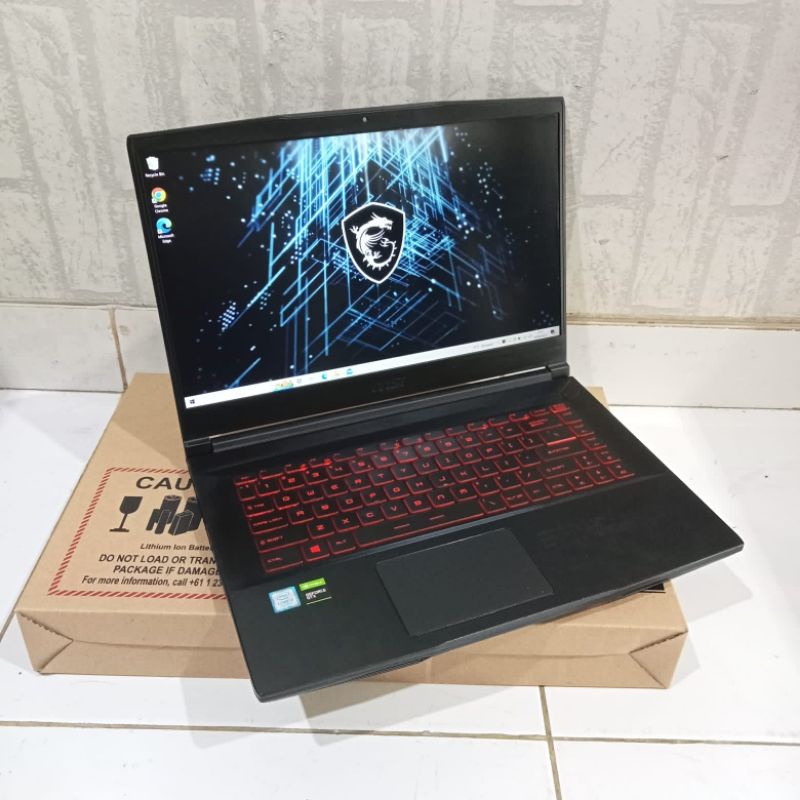 Laptop Gaming MSI GF63 Cor i5-9300H Gen 9 Ram 8GB/SSD 256GB GTX1050Ti 4GB editing desain Mulus