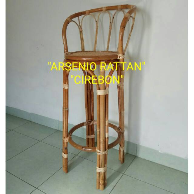 Kursi Cafe Barstool Rotan Alam Asli