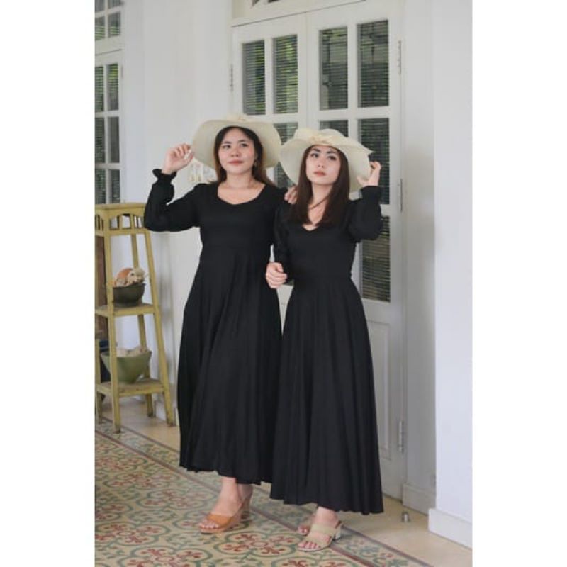 Long Dress Maxi Naira Baju Korea Style Lengan Panjang Size Jumbo