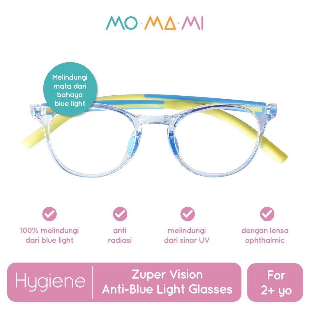 Momami Zuper Vision Anti-Blue Light Glasses Kacamata Anak Blue Yellow