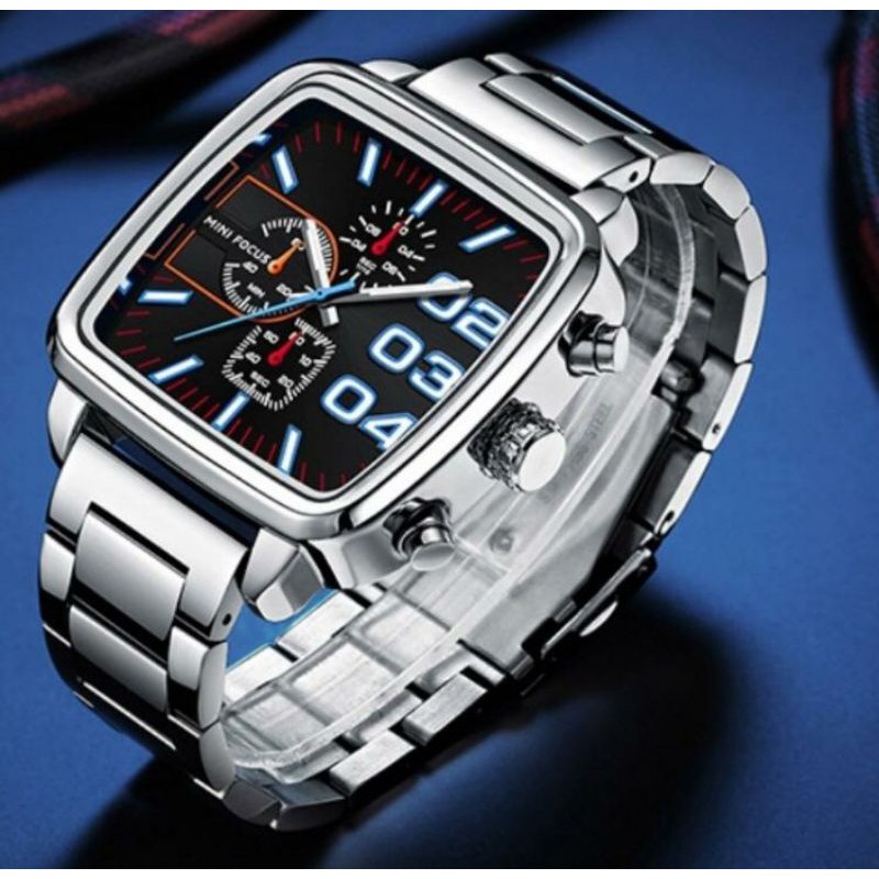 Jam Tangan MiniFocus Jam Tangan Pria Stylish | Black | Silver |