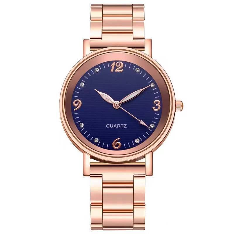 Jam Tangan Wanita Stainless Steel Analog Quartz Korean Fashion / Jam Tangan Rantai Wanita Import-42-7 Biru