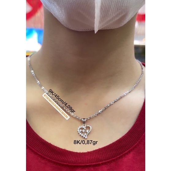 Kalung Mas Putih 420/9K Liontin 375/8K (EMAS ASLI)