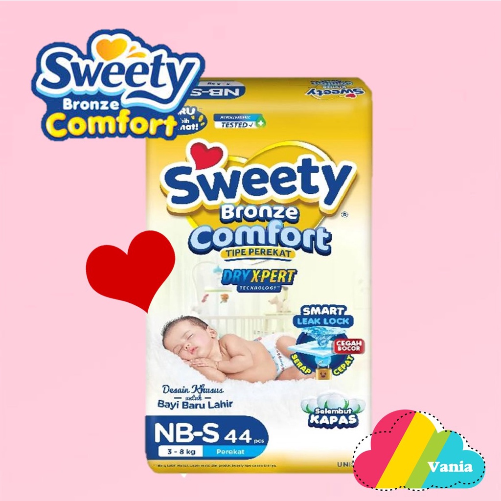 Sweety newborn new born dry x-pert perekat 44 bronze comfort Dryxpert Nb-S44 Perekat New born S 44 popok baru lahir NBS 44 atau nb s44  nbs-44 nb-s44 bayi baru lahir tape newborn nbs44 nbs popok sekali pakai baby