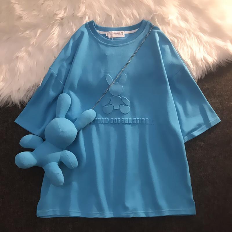 [littlecrab] Kaos Oversize Rabbit Tas T-shirt Berkualitas Kelinci Lucu Rabbits Are Too Many For Us Korean Style