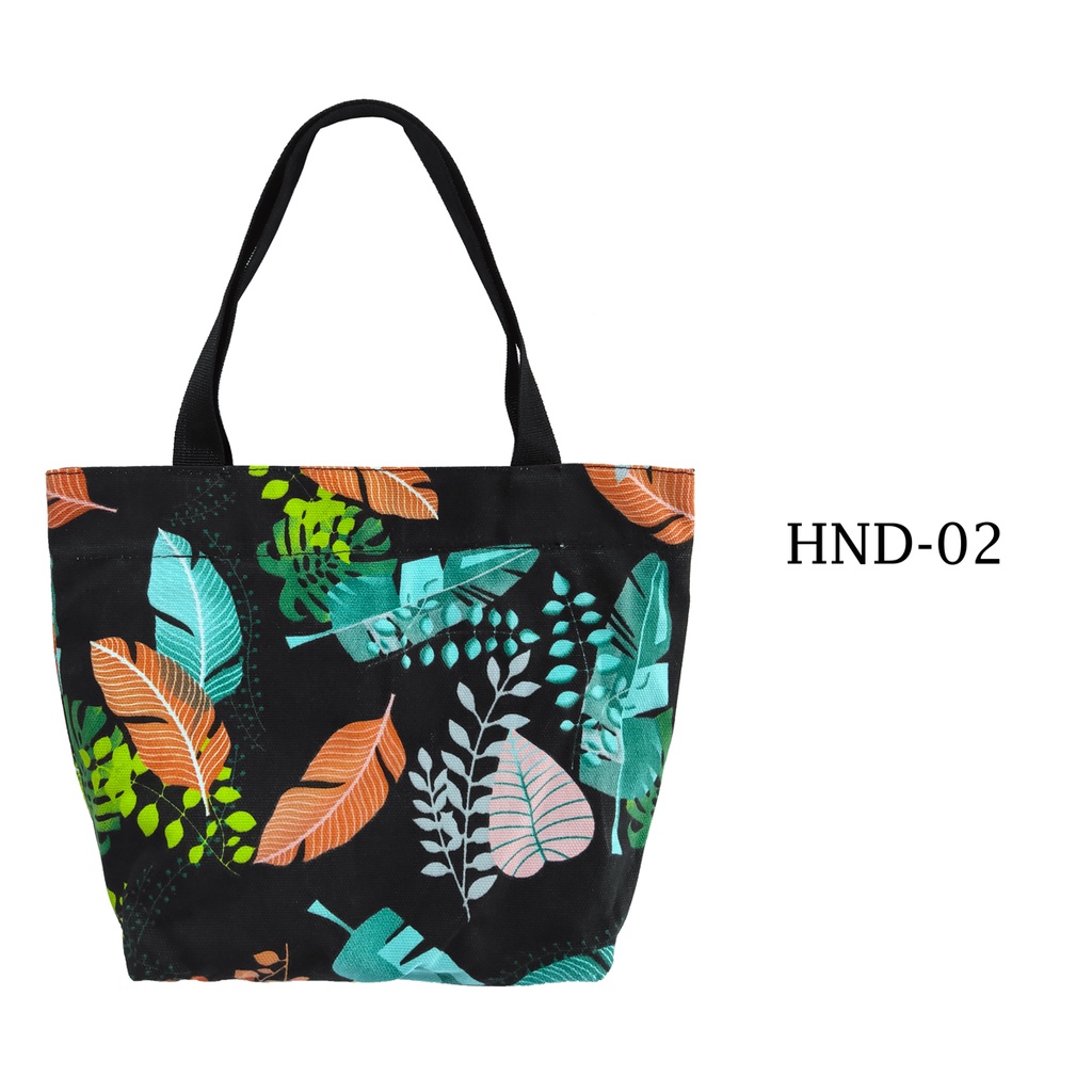 TAS KANVAS HAND BAG TAS TANGAN TOTE BAG BAHAN KAIN KANVAS TEBAL DENGAN RITSLETING MOTIF HND-02