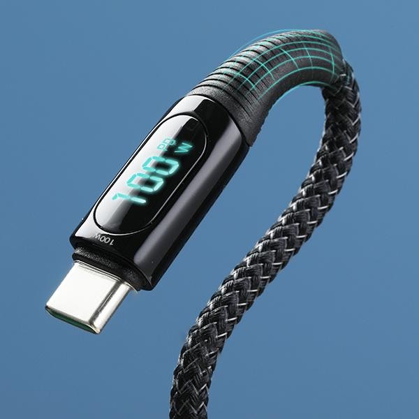 Vivan VCC100 USB-C to USB-C Quick Charge Cable Smart Digital Display / Kabel data Fast Charging Type C Android