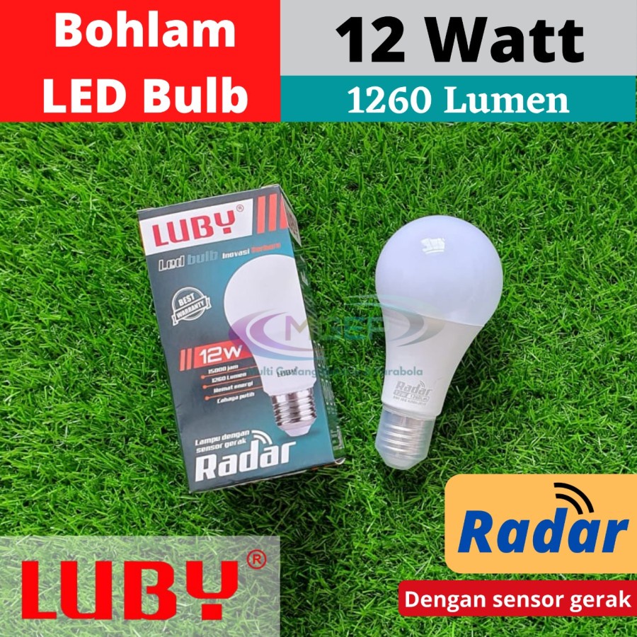 Promo Terbaru!!! Lampu Bohlam LED sensor gerak Radar Luby 9watt-12watt-16watt Super Terang dan Berkualitas