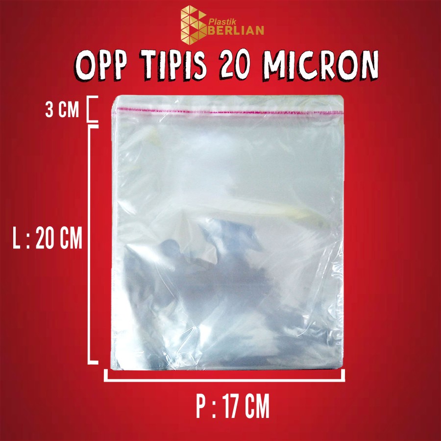 

17 x 20 cm Plastik OPP TIPIS (100 lbr) lem/seal