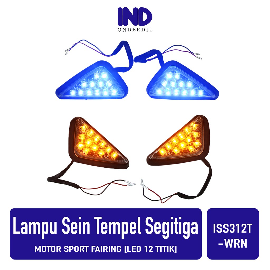 Lampu Sein-Sen Ritting-Riting-Reting Tempel Segitiga-Segi Tiga LED Kuning-Biru Ninja/CBR/R15/R25/GSX