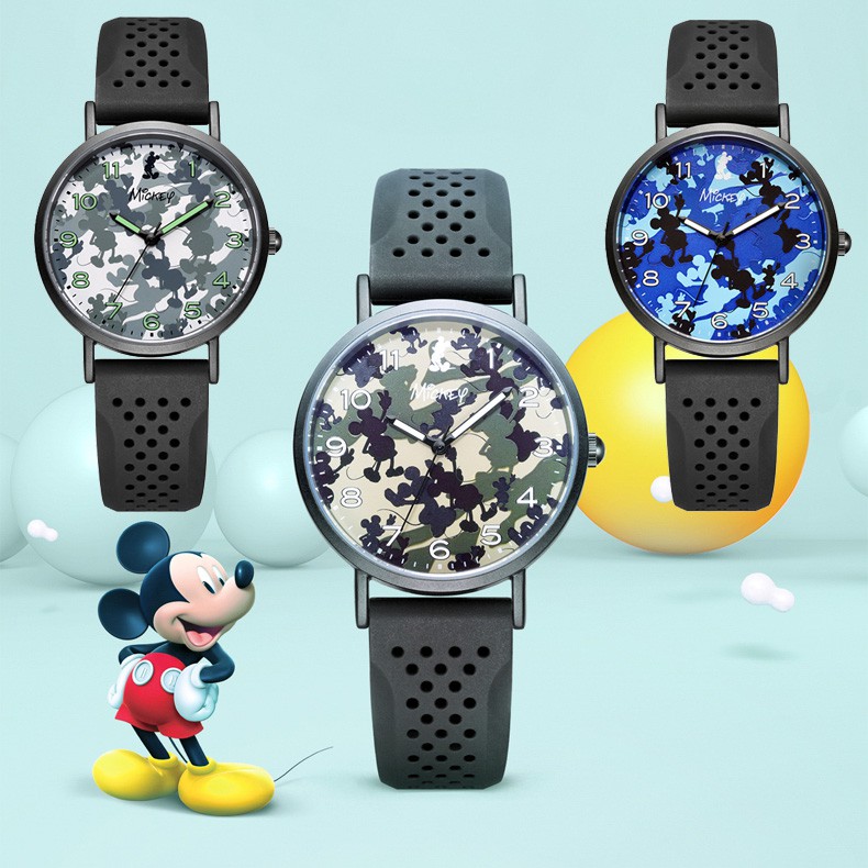 Disney Original MS14133 Camouflage Mickey Jam Tangan Wanita Pria Unisex Design Simple &amp; Stylish