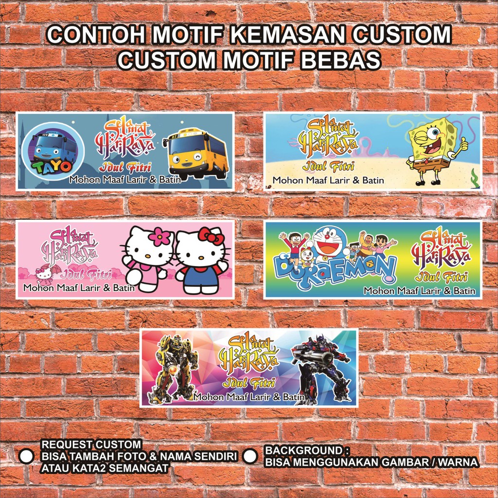 

(Isi 12 Pcs -1 HARI JADI -TANPA LUBANG)KEMASAN BINGKISAN TAS SNACK PLASTIK THR LEBARAN CUSTOM B