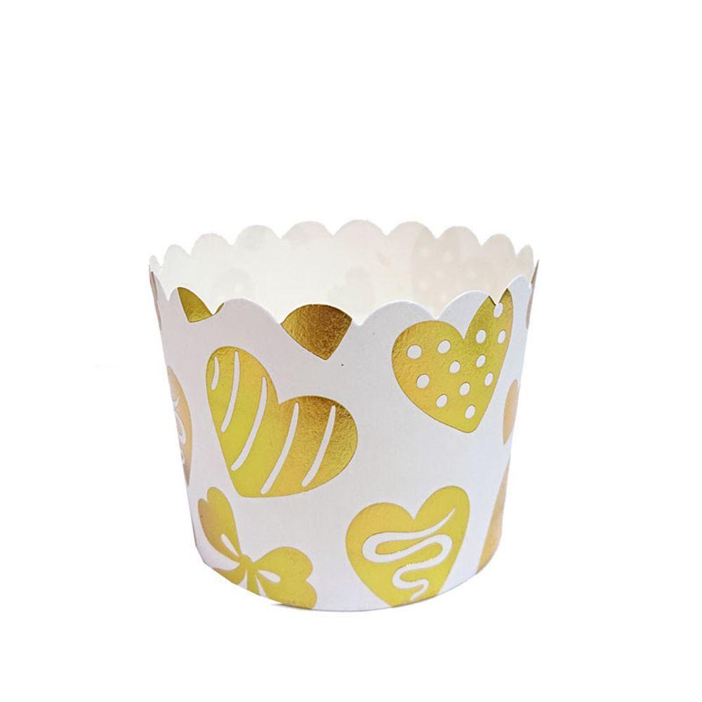 Solighter 50Pcs Cupcake Paper Cups Perlengkapan Pesta Dilapisi Emas Perak Kue Liner Muffin Cupcake Liners