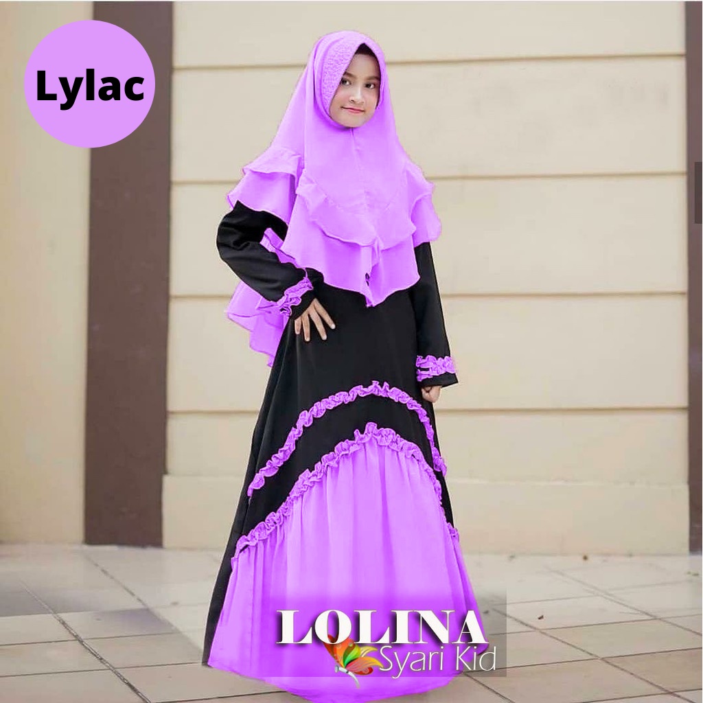 Gamis anak LOLINA Kids Syari | Gamis anak terbaru untuk anak usia 8 - 15 tahun Size XL , XXL, 3XL | By Hizbiya