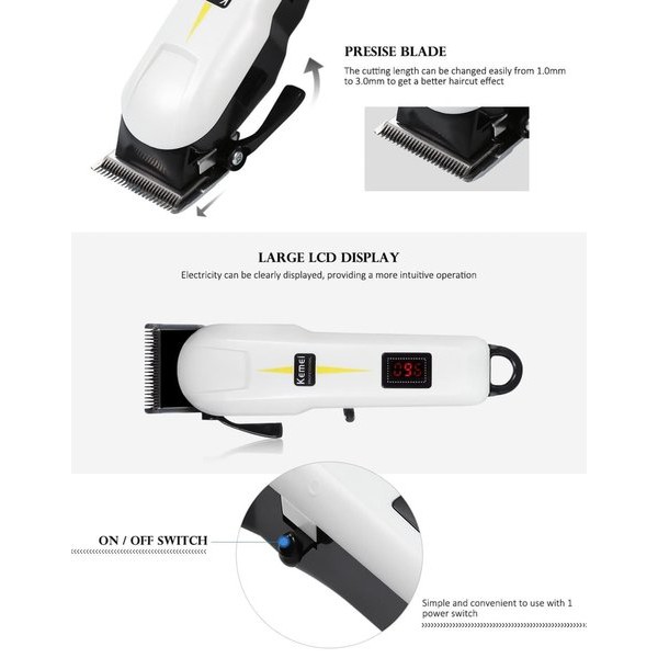 Limited! NEW KEMEI Alat Cukur Rambut Rechargeable Digital Hair Clipper KM-809A