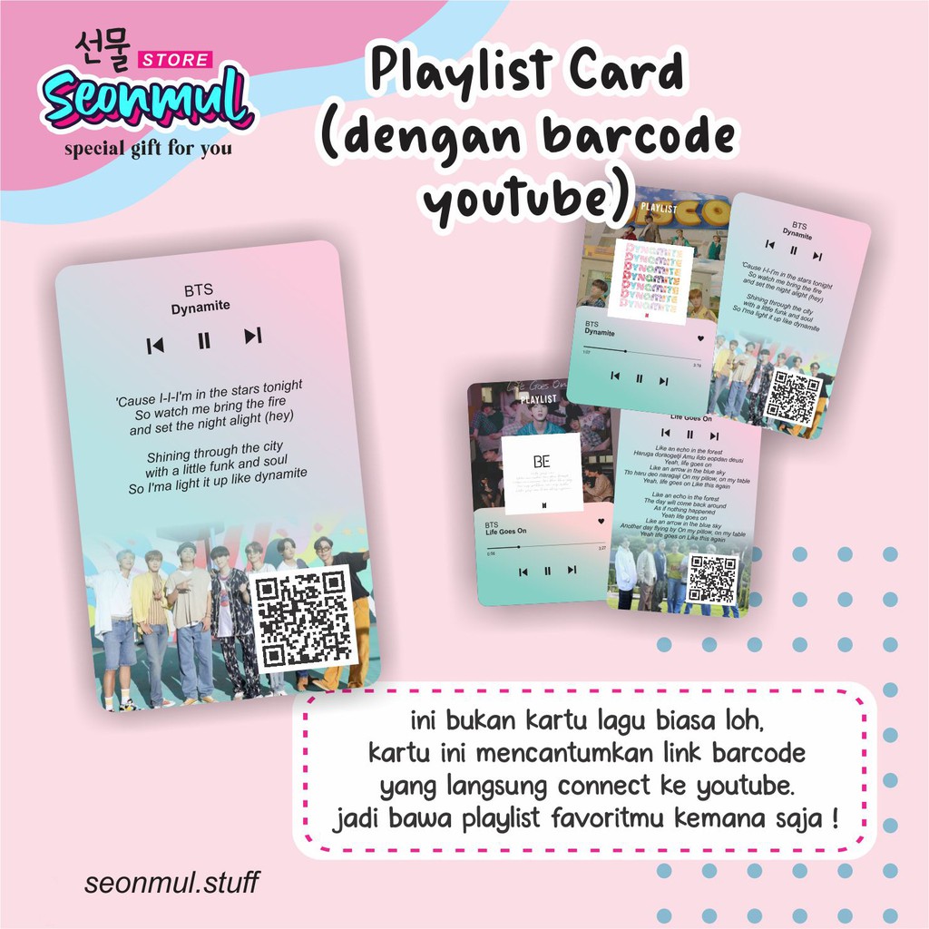 PLAYLIST CARD [BARCODE YOUTUBE] BTS DYNAMITE TRACKLIST KPOP