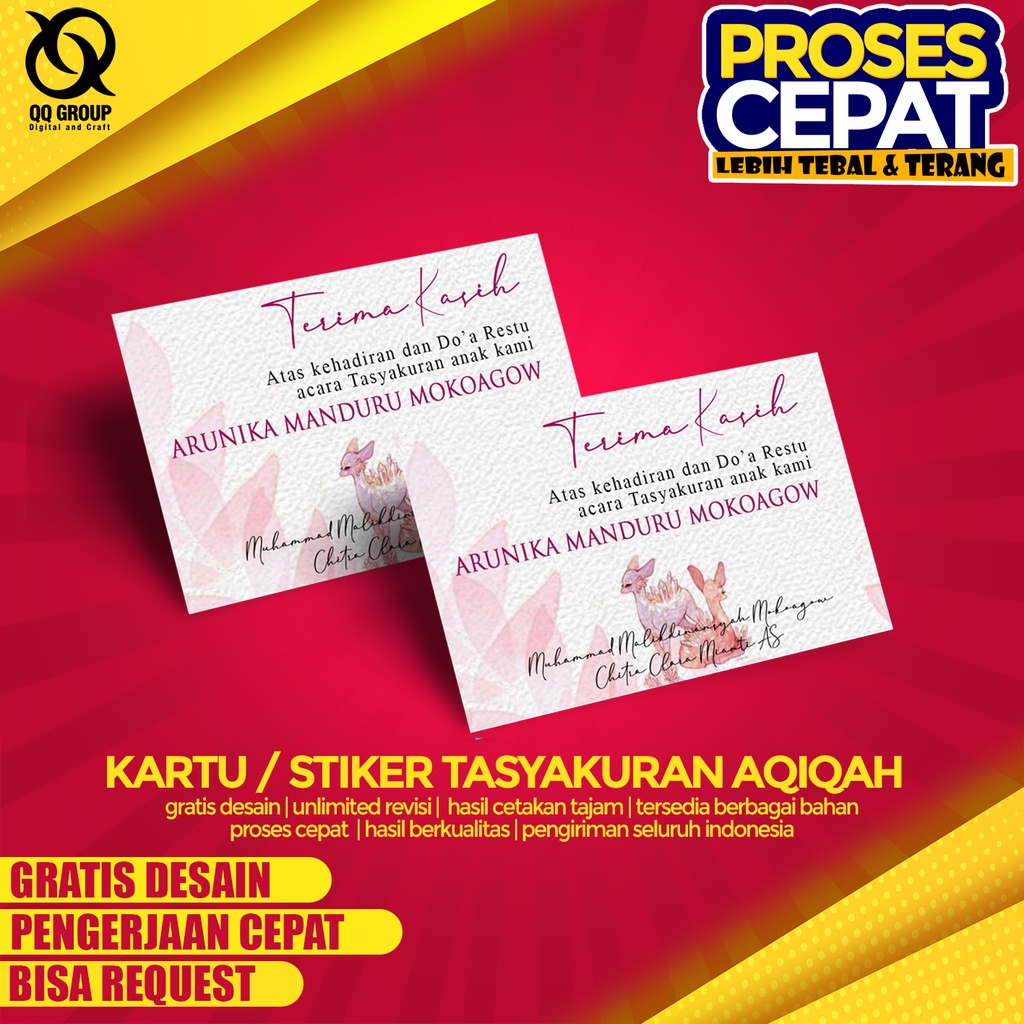 Jual Kartu Tasyakuran Aqiqah One Mont Celebrate & Stiker Tasyakuran