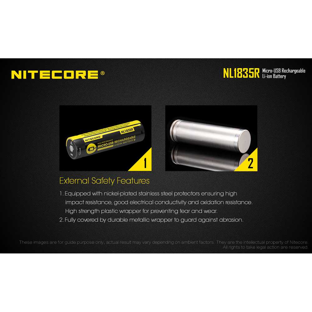 IDN TOOLS - NITECORE 18650 Micro USB Rechargeable Li-ion Battery 3500mAh - NL1835R