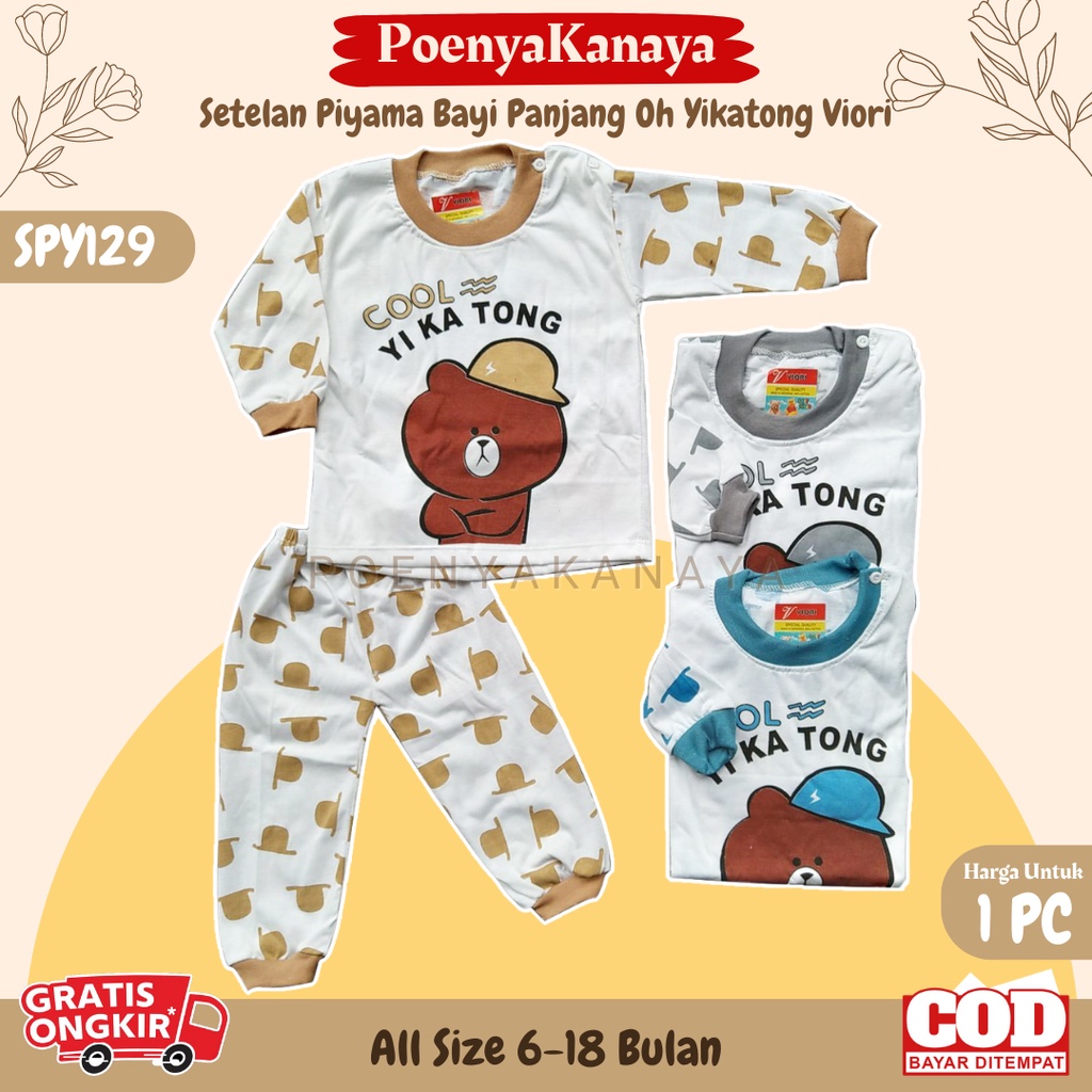 Setelan Baju Bayi Piyama Bayi Panjang YIKATONG Viori 6-18 Bulan SPY129