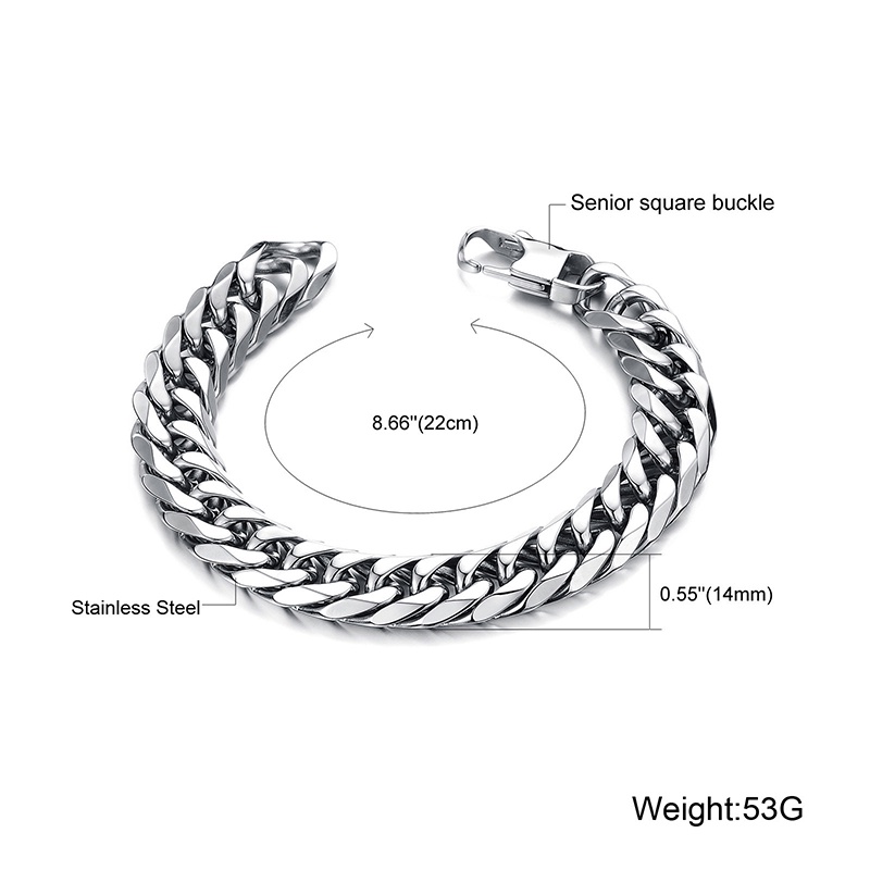 Gelang Rantai Bahan Titanium Steel Warna Silver Gaya Korea Untuk Pasangan