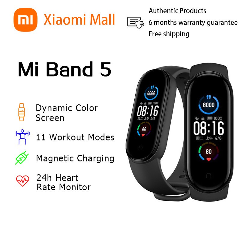 Global Version Xiaomi Mi Band 5 Sport Waterproof Fitness Tracker AMOLED Screen Bluetooth V5.0 Smart