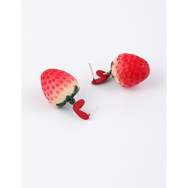 LRC Anting Tusuk Fashion Red Little Strawberry Color Love Earrings D98386