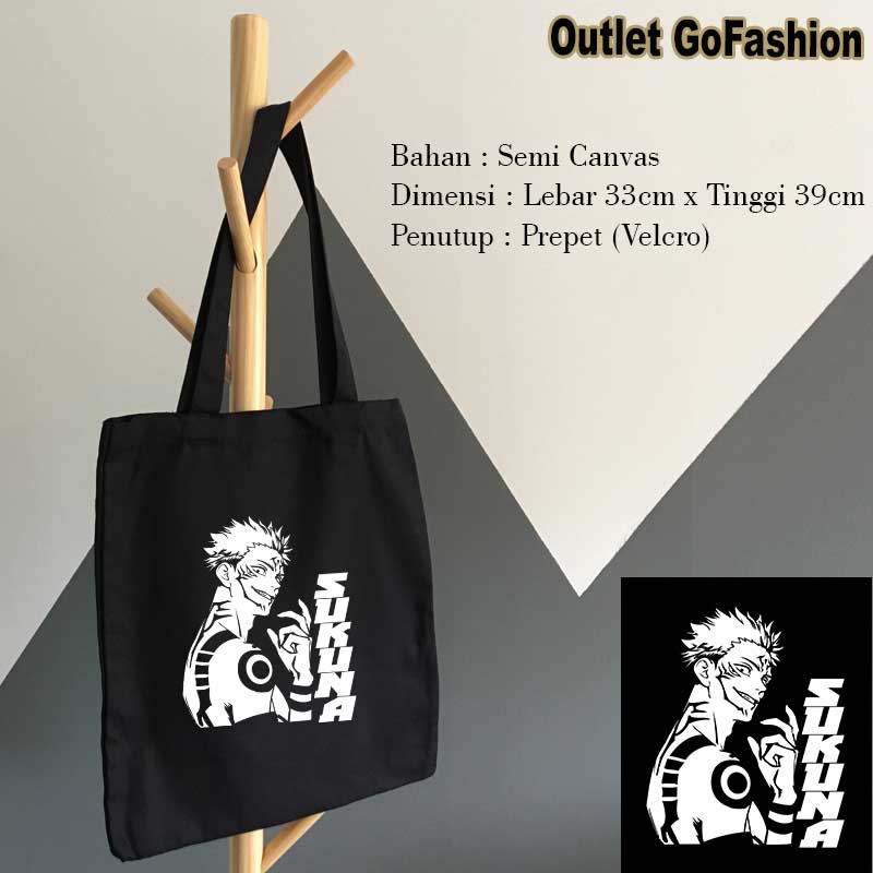 Tas Totebag Tote Bag Anime Tokoh Karakter Itadori Yuuji Sukuna Jujutsu Kaisen Desain Keren Terbaru D