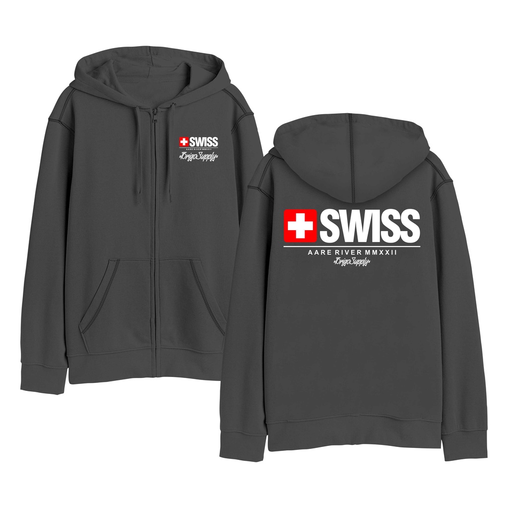Sweater Hoodie Resleting BRIGO SWISS Sablon DTF Fleece Cotton II BRIGO Zipper Jumper Hoodie SWISS II M-XXL (Pria &amp; Wanita) Free stiker&amp;Gantungan Kunci
