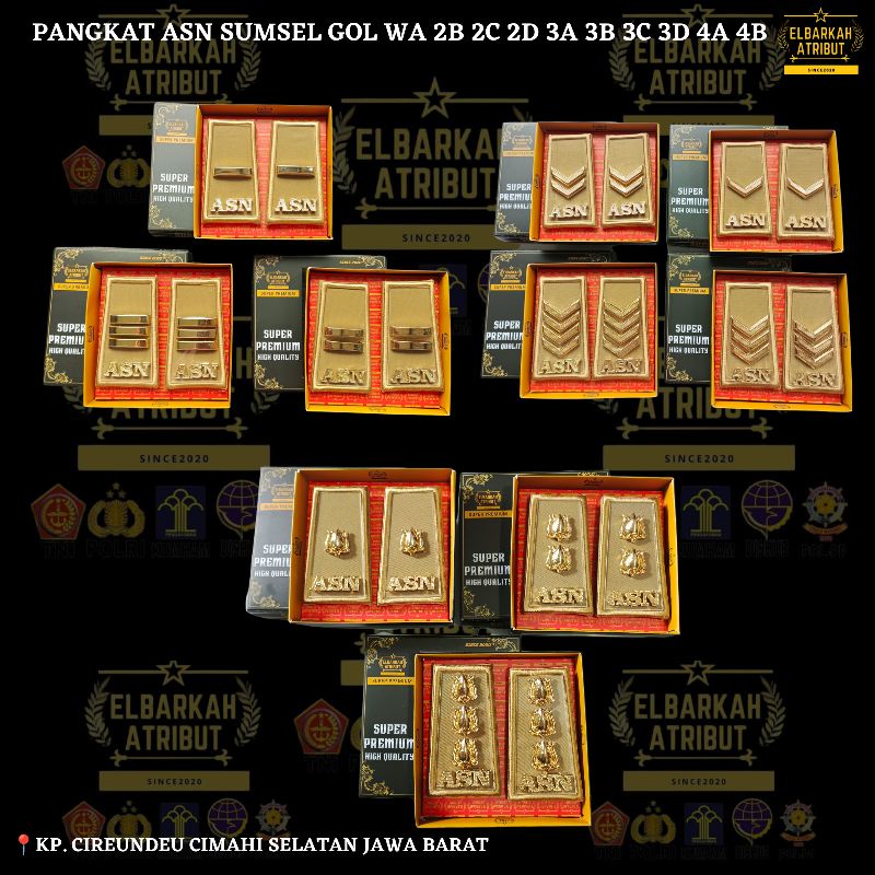PANGKAT ASN SUMSEL GOL 2A/2B/2C/2D/3A/3B/3C/3D/4A/4B DASAR MIKA AKRILIK ASLI LIS BORDIR BIASA DAN ME