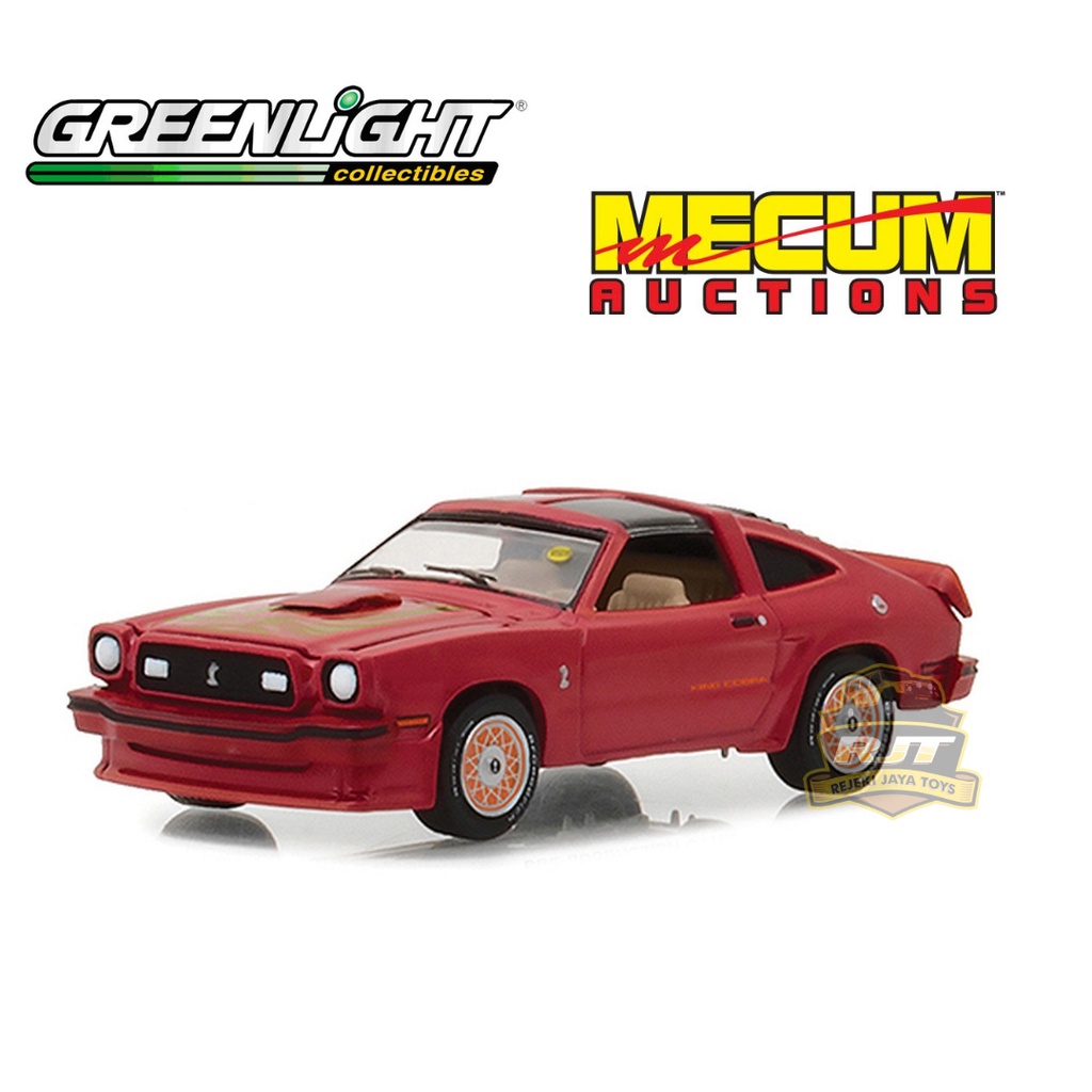 Greenlight 1:64 Mecum Auctions 1978 FORD MUSTANG II KING COBRA Red Diecast Mobilan Car Toy