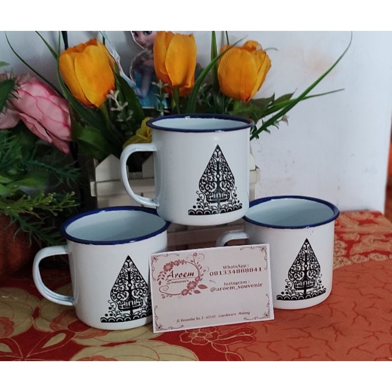 Mug enamel jadul souvenir