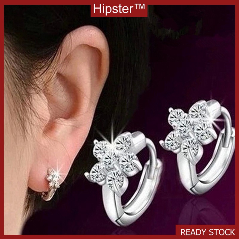 Perak Anting-Anting Fashion Cute Kristal Anting-Anting