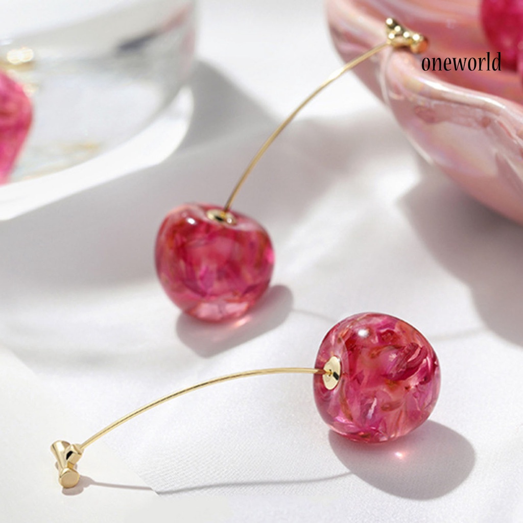 OW# Women Earrings Fruit Dangle Delicate Jewelry Cherry Drop Stud Earrings Jewelry for Party