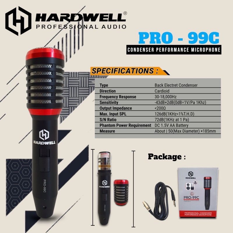Mic Condenser Kabel Hardwell Pro 99C cocok buat adza