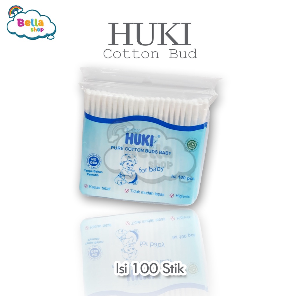 Huki Cotton buds bayi isi 100 pcs Huki Baby Pembersih Telinga-BELLA SHOP