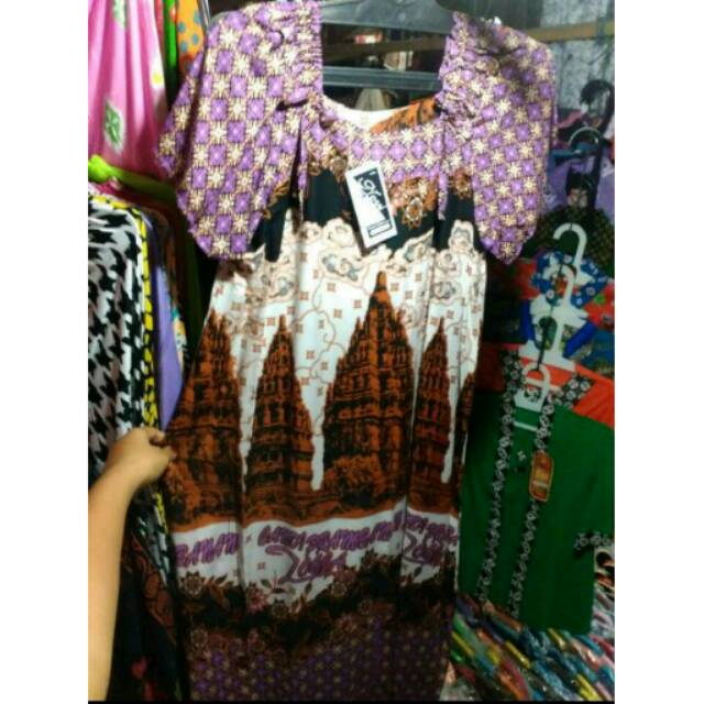 Daster Cantik Gambar Candi Prambanan dan Candi Borobudur/ baju tidur/ baju hamil/ daster batik murah