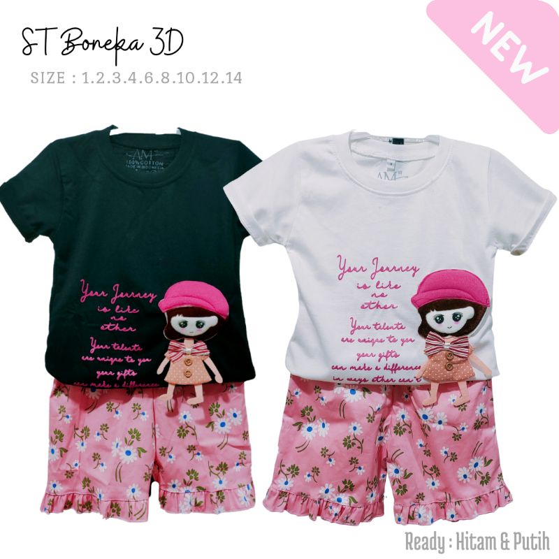 Setelan Anak Perempuan &quot;Boneka Girl 3D&quot; size 1-4 tahun  merk. Am27